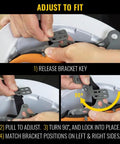 Adjusting the strap inside a Vented Class C Safety Hard Hat With Carbon Fiber Style Graphic, showing a close-up of bracket mechanism.