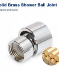 Solid Brass Shower Head Swivel Ball Connector For 8 Inch Shower Head With G One Half Male Thread 360 Degree Adjustable Swivel Chrome Finish RustProof No Fuss Install And No Flow Restriction, chrome brass connector