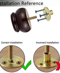 Installation guide for 2 Inch Wood Furniture Feet Set Of 4 Replacement Bun Feet with Predrilled M8 Bolts, showing correct and incorrect mounting.