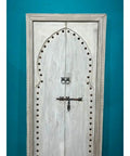 Hand Carved White Barn Door For Interior Use Rustic Solid Wood Door In Custom Sizes For Sliding Or Hinged Mounts Double Or Single Door Antique Style Architectural Woodwork Made To Order Standard 71x34 Inch Size