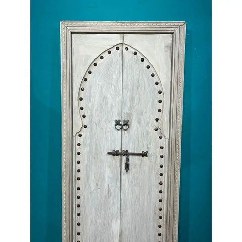 Hand Carved White Barn Door For Interior Use Rustic Solid Wood Door In Custom Sizes For Sliding Or Hinged Mounts Double Or Single Door Antique Style Architectural Woodwork Made To Order Standard 71x34 Inch Size