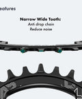104Mm BCD Round Oval Bike Chainring 30T 32T 34T 36T 38T 40T 42T Narrow Wide Aluminum 7075 Lightweight CNC Machined teeth detail