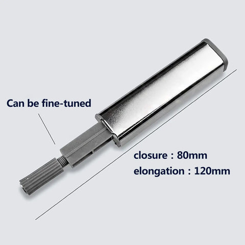 Magnetic Push To Open Cabinet Door Latch Handleless Easy Install Cabinet Hardware, chrome finish, 80mm closure, 120mm elongation.