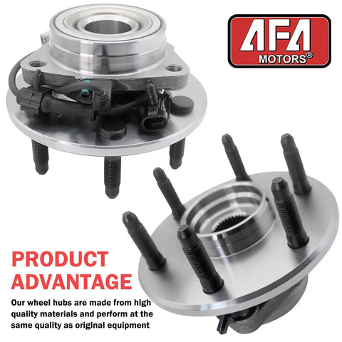 Front Wheel Bearing And Hub Assembly 515036 Direct Fit Fits Cadillac Escalade Silverado Avalanche 1500 Express Tahoe Suburban GMC Savana Yukon Sierra With ABS Two Pack shown close-up