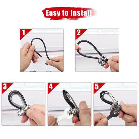 Straight Up Fitness Pulley Cable 118 Inch Adjustable Home Gym Replacement installation steps with sturdy black wire rope.