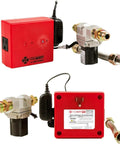 Heavy Duty Gas Stove Auto Shut Off Valve For Half Inch Lines That Require A Live Monitoring Sub And Quick Text Alerts. Red safety device with valves.