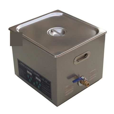 Heavy Duty 19L Ultrasonic Cleaner With Digital Heater And Timer Dual Frequency Bath For Hardware Parts Jewelry Tools Deep Cleaning Stainless Steel Tank from the top view.