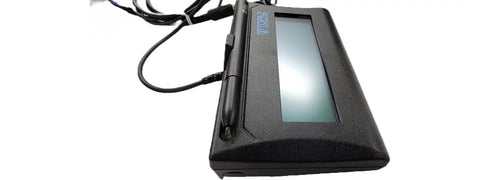Rugged Compact Signature Pad With Sharp Lcd Screen And Plug And Play Usb Link Designed For Remote Citrix Ready Electronic Document Signing At Home, close-up view.