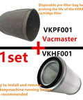 HEPA Cartridge Vacuum Filter And Pre-Filter With Clamp For Vacmaster Industrial VK811PH VK1011SIWTH kit, pre-filter and cartridge shown