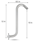 12 Inch High Rise Shower Extension Arm In Chrome With Flange S Shaped Design For Extra Height And Clean Look Easy Leak Free Install Includes Thread Seal Tape Durable Bathroom Upgrade