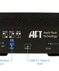Professional Dual Ssd Docking Station Usb 3.2 Gen 2 10gbps Usb C Raid 0 1 Jbod External Drive Adapter back panel showing ports and buttons.
