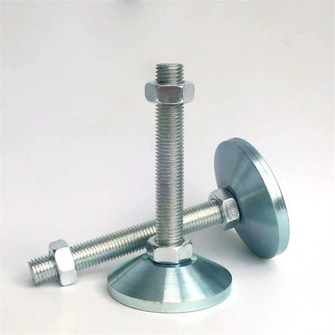 Beefy 4 Leveling Feet With M16 Galvanized Screws Chrome Ground Plate Adjustable Nut And Secure Buckle Anti Slip Vibration Reduction For Uneven Floors Easy Install Deep Threads And Even Pressure, chrome feet