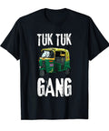 Vintage Style Tuk Tuk Thai Rickshaw T-Shirt Groovy Design For Auto Drivers And Road Trippers Dope Bangkok Scooter Ride Streetwear Graphic Tee Unisex black tee featuring tuk tuk graphic and text.