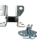 Driver Side Upper And Lower Front Door Hinge Set Heavy Duty Steel Drop In Replacement For Jeep Grand Cherokee Dodge Charger Chrysler 300 Durango in silver finish.
