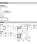 Wiring diagram and dimensions of Ultra Reliable Modulating Damper Actuator Featuring 5Nm Torque And 24V AC DC Power IP54 Rated HVAC Vent Controller.