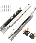 Super Smooth Dead Quiet Glide Heavy Duty Undermount Soft Close Drawer Slides Twenty Inch Full Extension Ball Bearing Rails and locks.