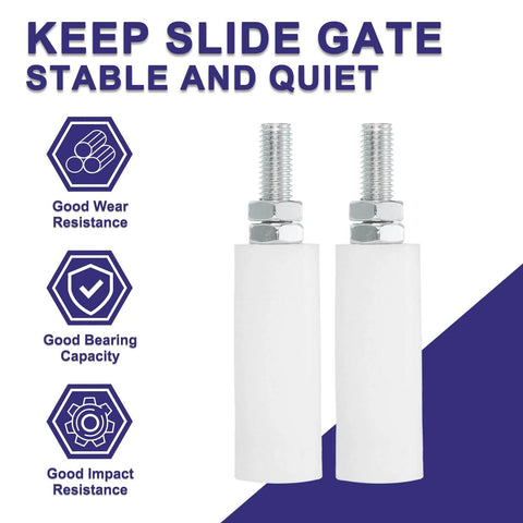 Eight Pack Slide Gate Guide Rollers 3 Inch Nylon Wheels Gate Support Assembly Universal Door Pulley Wheels For Sliding Rolling Gates And Electric Doors White 30 X 80 Mm 12 Mm Thread with wear resistance, bearing capacity, impact resistance