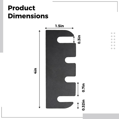 10 Pcs Black Door Hinge Gap Spacers For Quick Gap Fixes, PVC Construction, 4.0 x 1.5 In And 10.2 x 3.8 Cm shown with measurements
