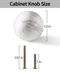 Natural White Marble Round Cabinet Knobs Set Of 4 With 8 Screws Marble Ball Drawer Pulls One Point Two Inch Diameter Size