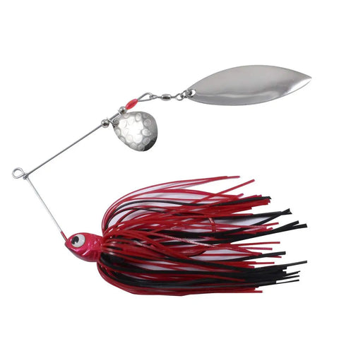 Reed Runner Tandem Spin Premium Spinner Baits For Freshwater Lures That Catch Bass Pike And Musky White Shad 3/8 Oz A Killer Go To Tackle For Bigger Hits And Fast Action, red and black