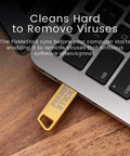 Gold Virus Removal USB Stick for Windows PCs, Unlimited Use Up to Five Laptops or Desktops for Two Years, plugged into laptop