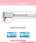 6 Inch Digital Caliper With Large LCD Screen, 0.01 Inch Precision, Inch Millimeter Switch, Auto Off, Pro Level DIY Measuring Tool For Accurate, Everyday Projects And Quick, Reliable Measurements. Pink digital caliper with case and CR2032 batteries.