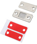 Slim Magnetic Door Catch Kit In Stainless Steel 8 Pack Cabinet Latch With Adhesive Or Screw Mount components visible