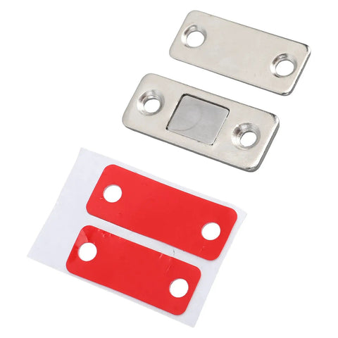 Slim Magnetic Door Catch Kit In Stainless Steel 8 Pack Cabinet Latch With Adhesive Or Screw Mount components visible