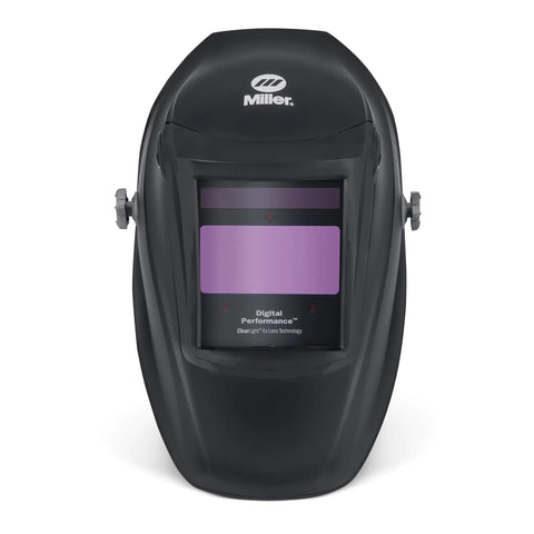 Front view of black Auto-Darkening Welding Helmet With ClearLight 4x Technology for MIG TIG and Grinding.