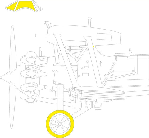 Pre Cut Plastic Paint Mask Gasket For Airfix One Forty Eight Bristol Bulldog Mk II Kit Masking Sheet shown in yellow