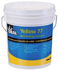Front view of Yellow 77 Cable Lubricant For Electrical Installations, 1 Gallon, labeled container, for wire pulling, white bucket design.