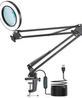 Ultimate Crafting Desk Magnifier Lamp With Light, 8x And 10x Dual Magnification, 27.6 Inch Swing Arm, C Clamp, USB Powered