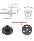 Diagram and image of T3.5 Trapezoidal Lead Screw 304 Stainless Steel 1mm Pitch 2mm Lead 2 Start With POM Nut, double head nut detailed