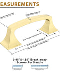Gold Cabinet Pulls 12 Pack, 3 Inch Hole Center Arch Handles with measurements highlighted for easy install, brushed brass zinc hardware.