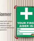 12 By 8 Inch Aluminum First Aider Information Sign built to last, with crisp print and rust resistant metal, featuring easy-read format.