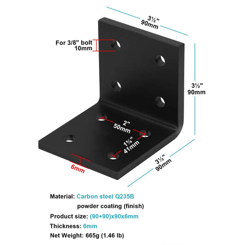 Beefed Up Heavy Duty Steel Corner Brackets Four Pack Three And A Half Inch 90 Degree Mantel Support Brackets One Quarter Inch Thick