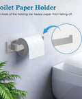 Rust Proof 5 Piece Bathroom Hardware Set Includes 24 Inch Towel Bar Toilet Paper Holder Hand Towel Rack and Two Towel Hooks Brushed Nickel Finished SUS304 Stainless Steel Anti Scratch Durable and Easy Install for Modern Bathrooms toilet paper holder mounted on wall