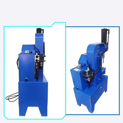 Heavy Duty 220V Electric Riveting Machine With Pure Copper Motor side view showcasing pressure gauge and foot switch.