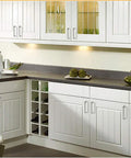 Modern kitchen with Brushed Metal Kitchen Cabinet Pulls and Drawer Handles Set 90mm Center to Center on white cupboards