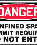 No Nonsense High Vis Emergency Safety Sign For Office Factory And Construction Site Weatherproof Aluminum Caution Sign 8x12 Inch Metal Warning For Clear Hazard Alerts And Quick Safety Protocols, reading 'Danger Confined Space Permit Required Do Not Enter'