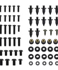 Complete Fairing Bolts Kit For CBR1000RR 2006 2007 Motorcycle, black alloy screws, nuts, washers, and clips laid out