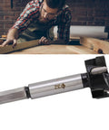 Dead Nuts Accurate Forstner Drill Bit Set with carbide tip, ideal for cabinet doors and furniture, shown in workspace.