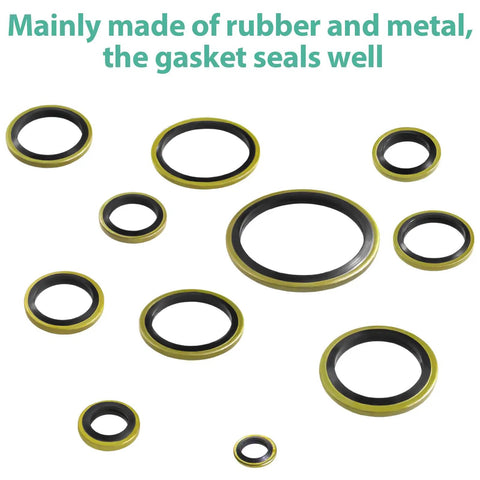 378 Piece NBR Metal Bonded Sealing Washer Kit With 12 Sizes M6 Through M30 For Automotive Self Centered Seal Gasket Repair Set