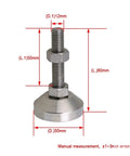 Adjustable Leveling Feet Set 4 Pcs Stainless Steel M12x50mm Threads Beefy Heavy Duty Machine and Furniture Feet dimensions