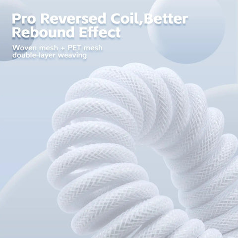Custom Coiled Usb C To Usb A Keyboard Extension Cable With Detachable Double Braided Sleeve And Rugged Metal Aviator Quick Release For Gaming Mechanical Boards Built Straight Fire To Handle The Daily Grind Without Flaking Out In Clean White