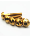 Grade 5 Titanium Hex Socket Screws For Motorcycle Disc Brake Fasteners M6 M8 showing golden bolts with hex heads.