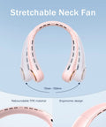 Portable Neck Fan With 4000mAh Battery Rechargeable Personal Cooler With 3 Speed Settings And 64 LED Lights Hands Free Summer Breeze Pink