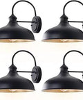 4 Pack 12 Inch Black Gooseneck Barn Lights Outdoor for Farmhouse Patio Exterior Porch Wall Mount Sconce for House and Garage