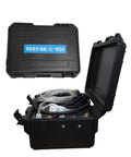 No Sweat Heavy Duty Steam Cleaner With Instant Vaporization For Squeaky Clean Floors And Appliances, compact black case with hoses inside.