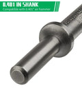 Detail of 0.401 inch shank, part of Nine Piece Air Hammer Chisel Set With 0.401 Inch Shank And Canvas Pouch